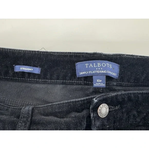 Talbots Simply Flattering 5 Pocket Corduroy Straight Fit Black Pants Size 10P - Picture 2 of 6